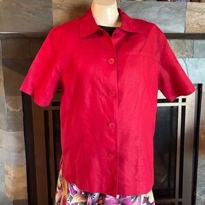 Pendleton True Red Crisp Linen Camp Shirt Top 10